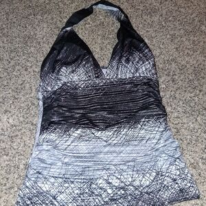 Black and Gray Halter Top